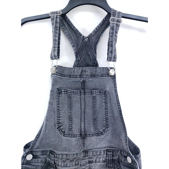 No Boundaries Juniors Medium (7-9) Black Denim Shortalls - Picture 4 of 8